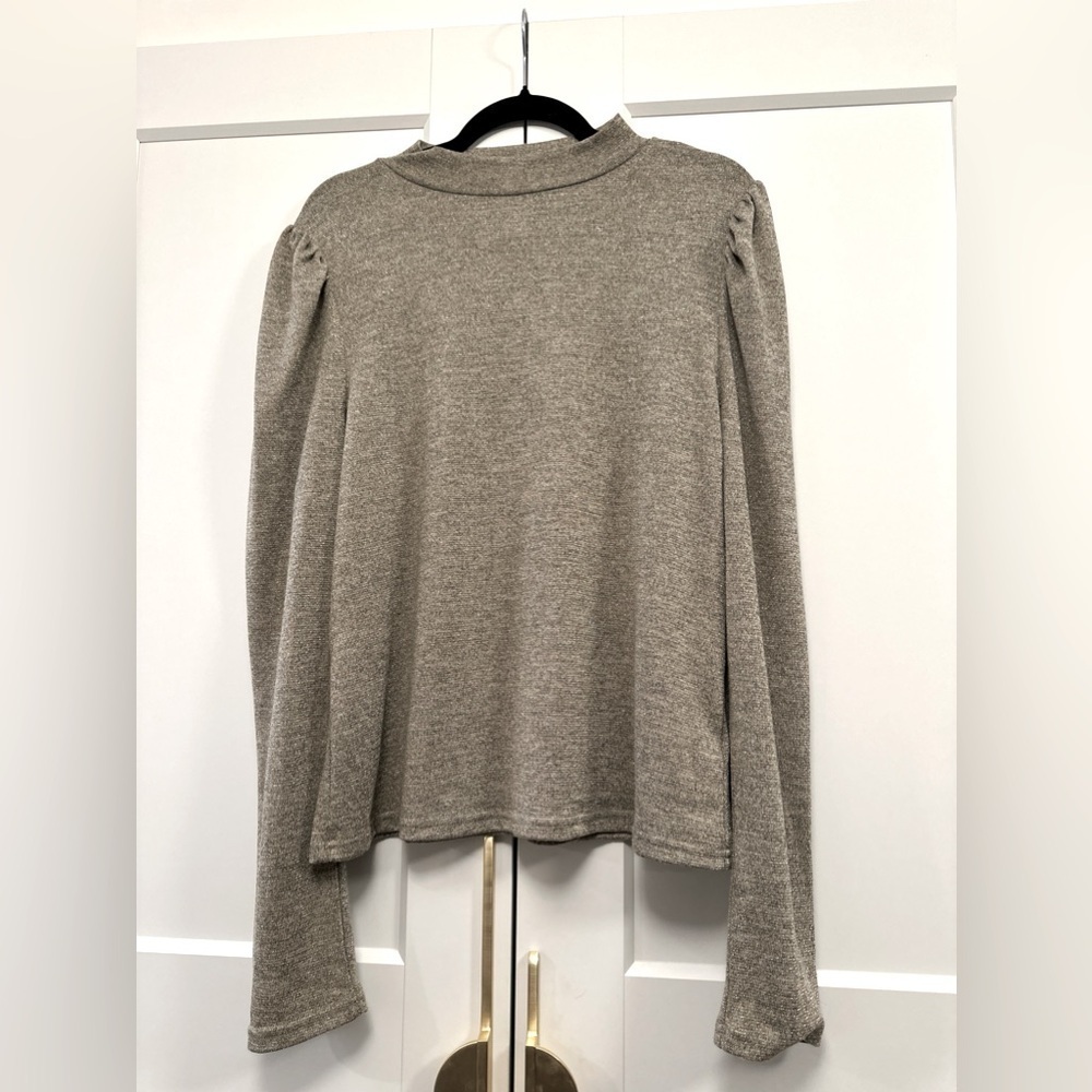 Anthropologie Dolan Left Coast sand and sable Gold Metallic Puff Sleeve Top XL